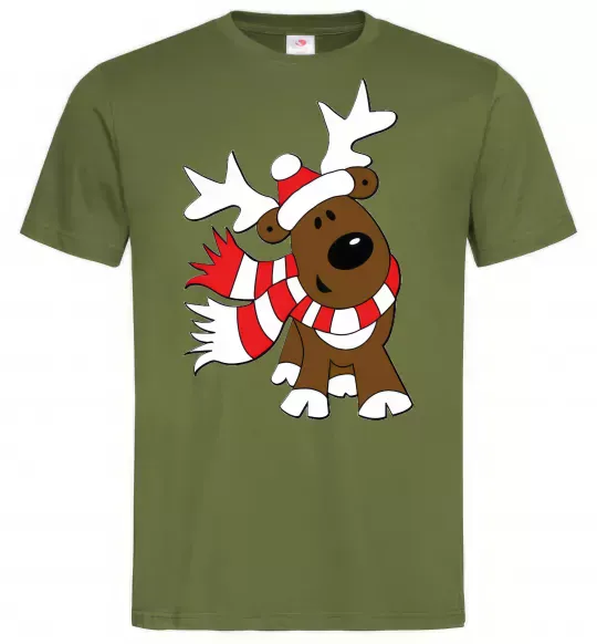 Мужская футболка STRIPED DEER Оливковый фото