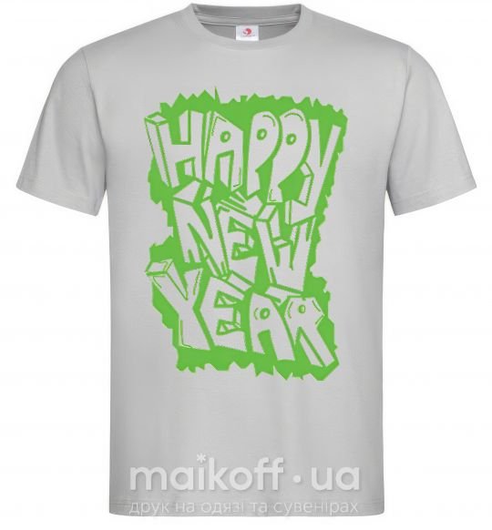 Чоловіча футболка HAPPY NEW YEAR GRAFFITI Сірий фото