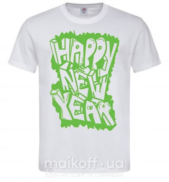 Чоловіча футболка HAPPY NEW YEAR GRAFFITI Білий фото