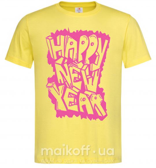Чоловіча футболка HAPPY NEW YEAR GRAFFITI Лимонний фото