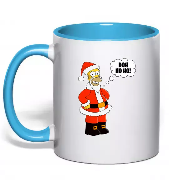 Чашка с цветной ручкой SIMPSON SANTA Голубой фото