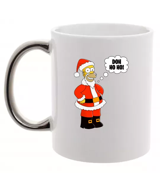 Чашка с цветной ручкой SIMPSON SANTA Серебро фото