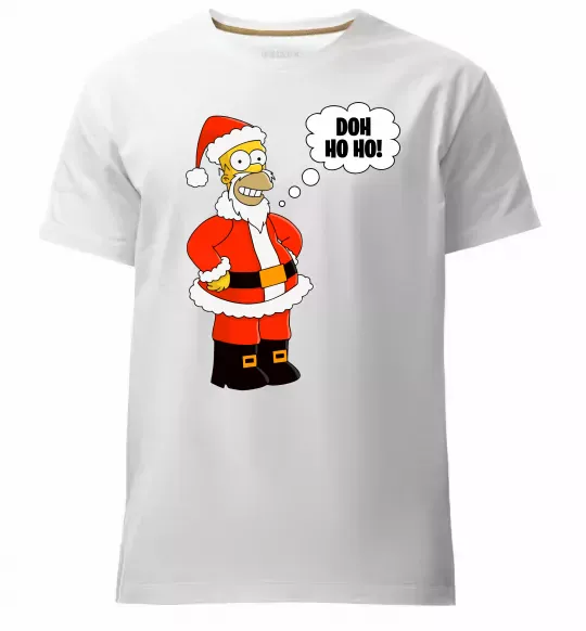 Мужская премиум футболка SIMPSON SANTA Белый фото