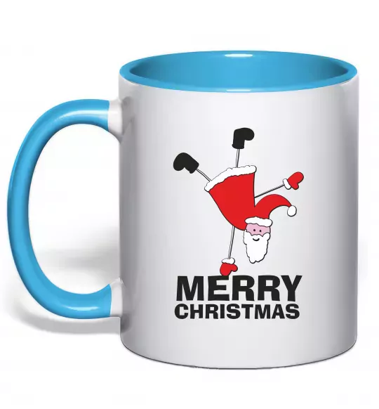 Чашка с цветной ручкой FUN SANTA Голубой фото