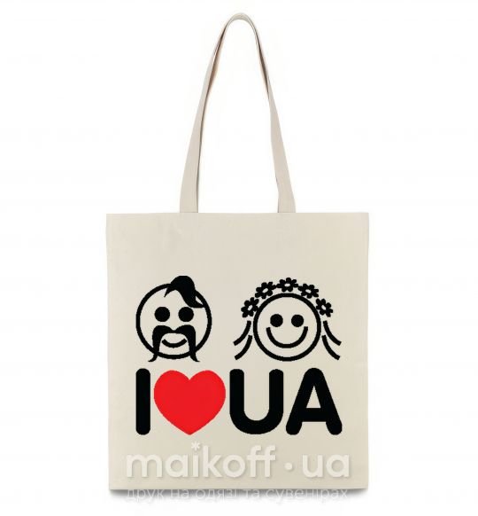Эко-сумка I love UA Бежевый фото