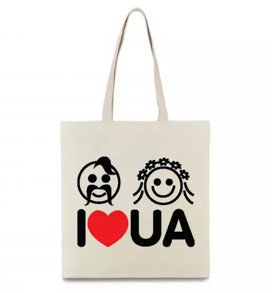 Еко-сумка I love UA Бежевий фото
