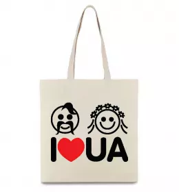 Еко-сумка I love UA Бежевий фото