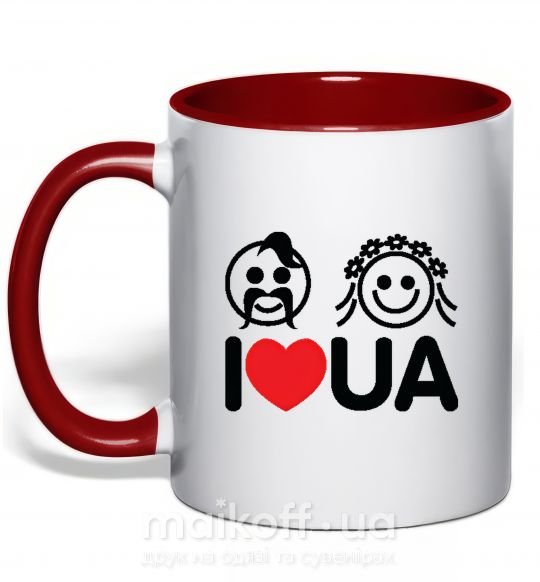 Чашка з кольоровою ручкою I love UA Червоний фото