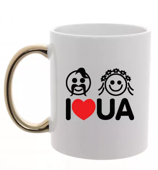 Чашка с цветной ручкой I love UA Золото фото