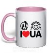 Чашка з кольоровою ручкою I love UA Ніжно рожевий фото