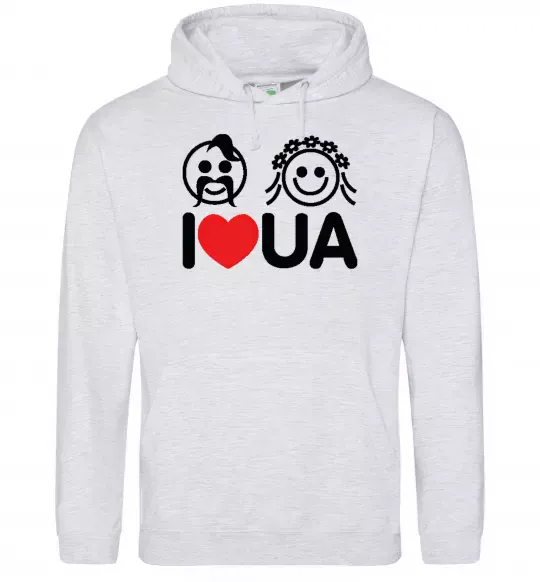 Жіноча толстовка (худі) I love UA Сірий меланж фото