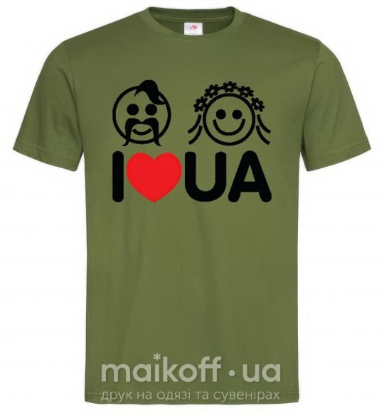 Чоловіча футболка I love UA Оливковий фото
