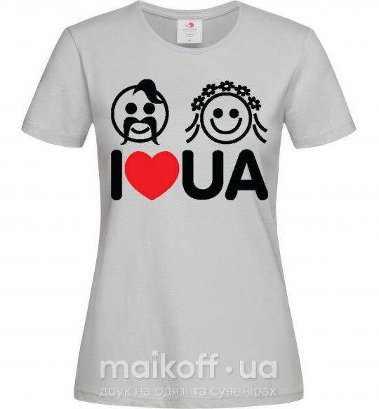 Женская футболка I love UA Серый фото