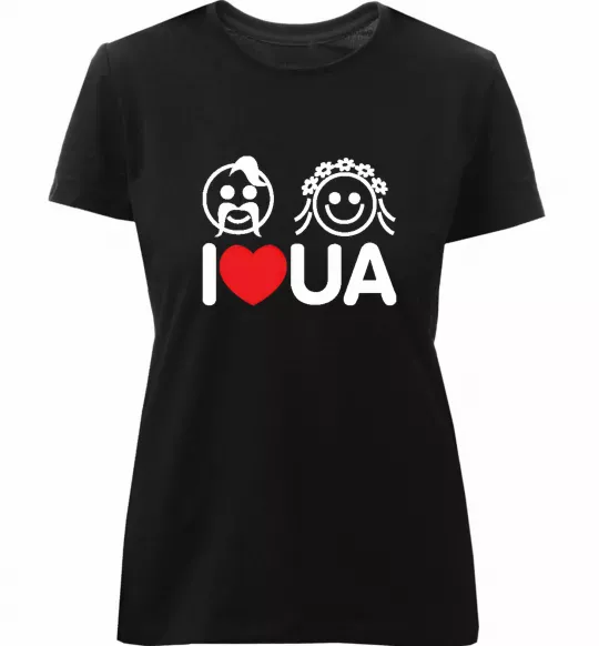 Жіноча преміум футболка I love UA Чорний фото