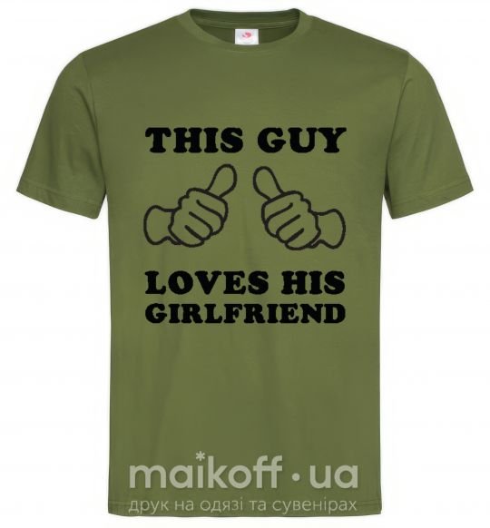 Мужская футболка THIS GUY LOVES HIS GIRLFRIEND Оливковый фото