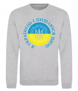 Свитшот Я українець і пишаюся цим Серый меланж фото