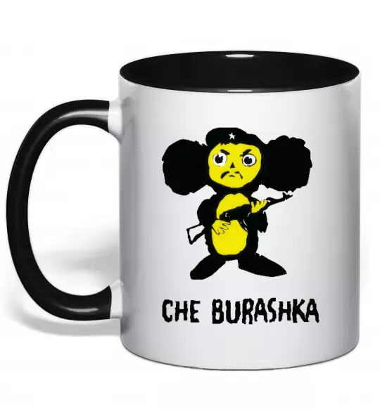 Чашка з кольоровою ручкою ЧЕБУРАШКА Чорний фото