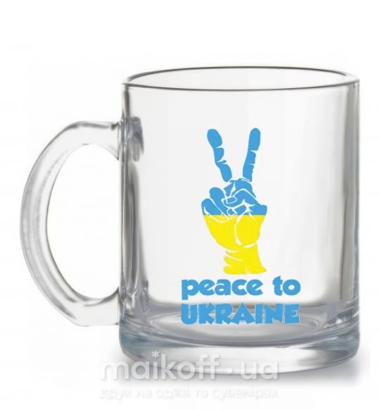 Чашка стеклянная Peace to Ukraine Прозрачный фото