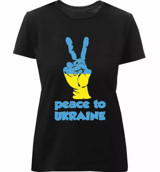 Жіноча преміум футболка Peace to Ukraine Чорний фото