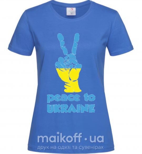 Жіноча футболка Peace to Ukraine Яскраво-синій фото