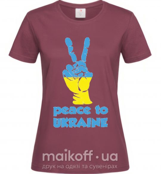 Женская футболка Peace to Ukraine Бордовый фото