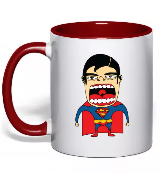 Чашка с цветной ручкой Супермен (Roberto Salvador) Красный фото