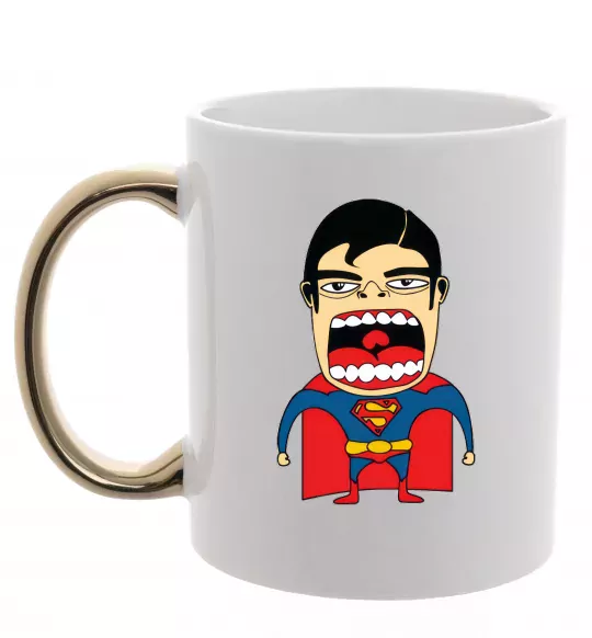 Чашка с цветной ручкой Супермен (Roberto Salvador) Золото фото