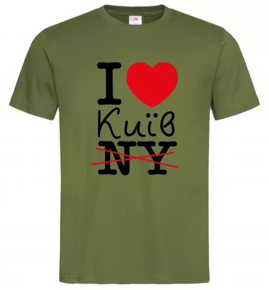 Мужская футболка I love Київ Оливковый фото