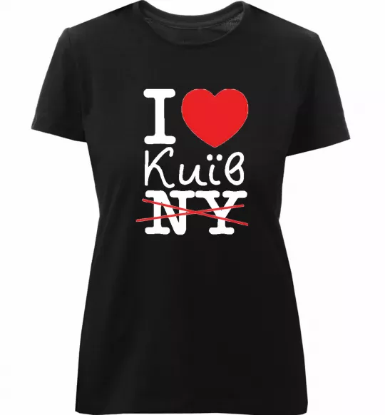 Жіноча преміум футболка I love Київ Чорний фото