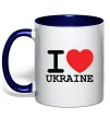 Чашка с цветной ручкой I love Ukraine (original) Глубокий темно-синий Чашка с цветной ручкой I love Ukraine (original) Глубокий темно-синий фото