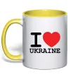 Чашка з кольоровою ручкою I love Ukraine (original) Лимонний фото