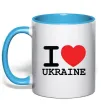 Чашка с цветной ручкой I love Ukraine (original) Голубой Чашка с цветной ручкой I love Ukraine (original) Голубой фото