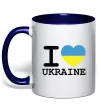 Чашка з кольоровою ручкою I love Ukraine (прапор) Глибокий темно-синій фото
