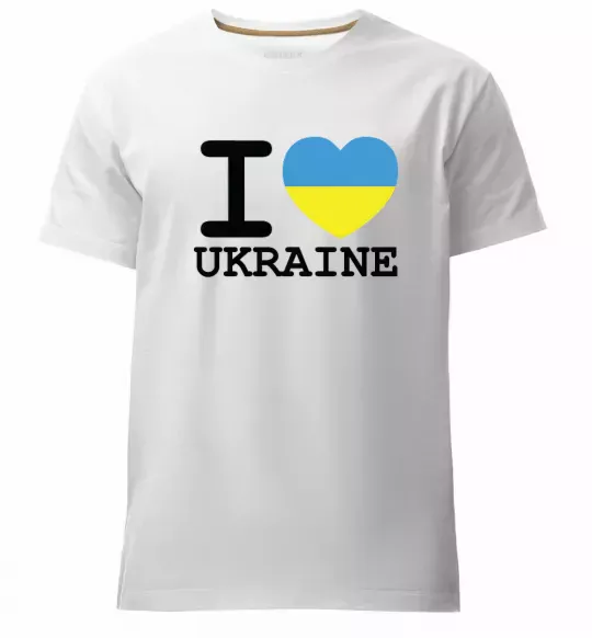 Чоловіча преміум футболка I love Ukraine (прапор) Білий фото