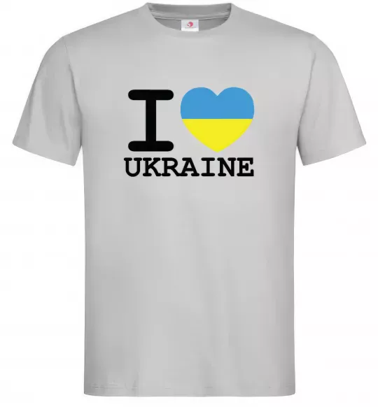Мужская футболка I love Ukraine (прапор) Серый фото