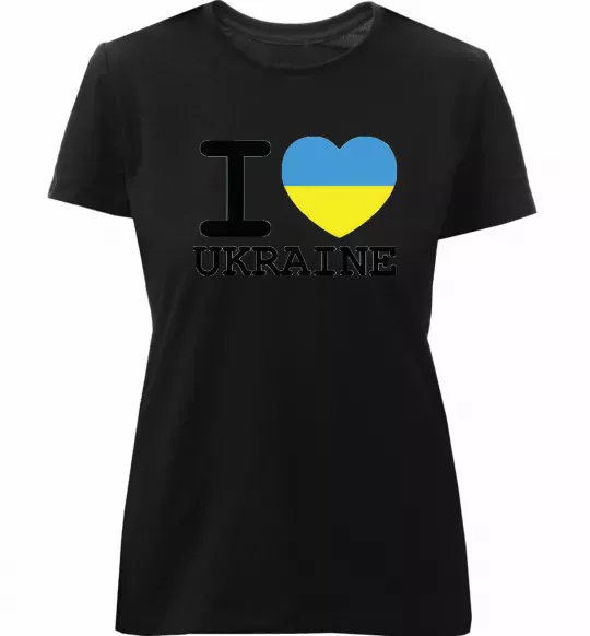 Жіноча преміум футболка I love Ukraine (прапор) Чорний фото