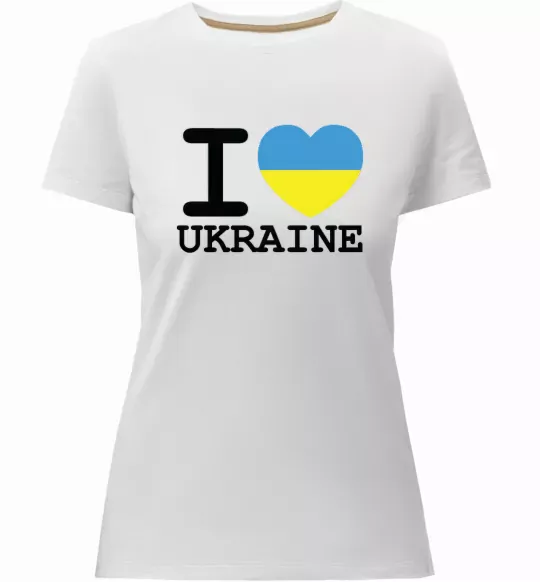 Жіноча преміум футболка I love Ukraine (прапор) Білий фото