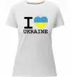 Жіноча преміум футболка I love Ukraine (прапор) Білий фото