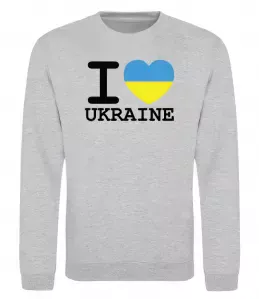 Свитшот I love Ukraine (прапор) Серый меланж фото