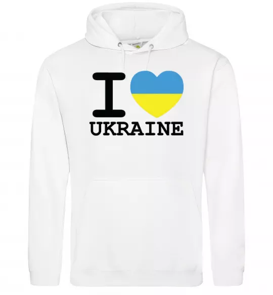 Мужская толстовка (худи) I love Ukraine (прапор) Белый фото
