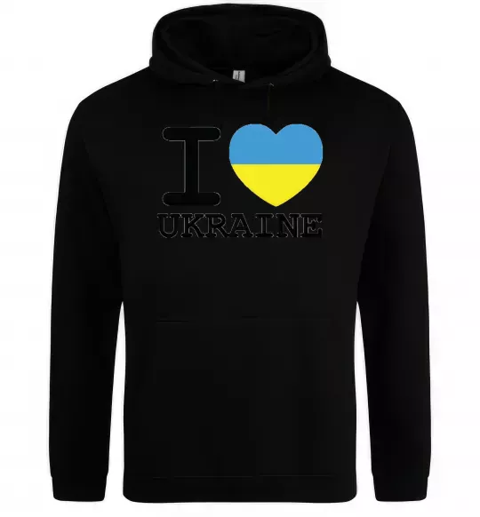 Женская толстовка (худи) I love Ukraine (прапор) Черный фото