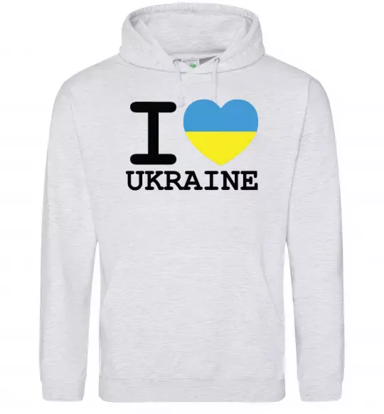 Женская толстовка (худи) I love Ukraine (прапор) Серый меланж фото
