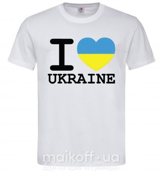 Чоловіча футболка I love Ukraine (прапор) Білий фото