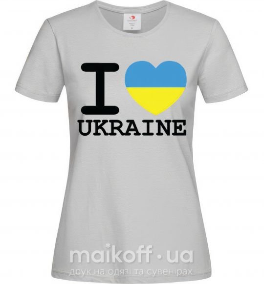 Женская футболка I love Ukraine (прапор) Серый фото