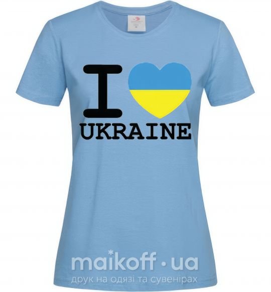 Жіноча футболка I love Ukraine (прапор) Блакитний фото