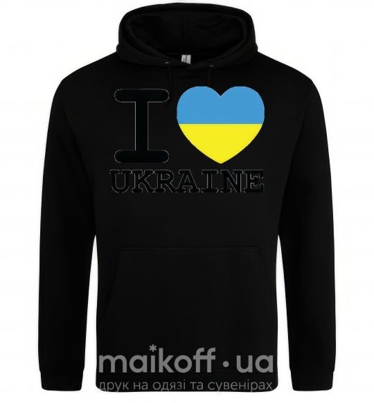 Жіноча толстовка (худі) I love Ukraine (прапор) Чорний фото