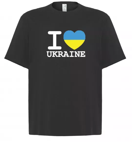 Футболка Оверсайз I love Ukraine (прапор) Черный фото