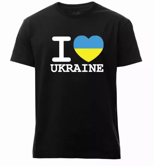 Чоловіча преміум футболка I love Ukraine (прапор) Чорний фото