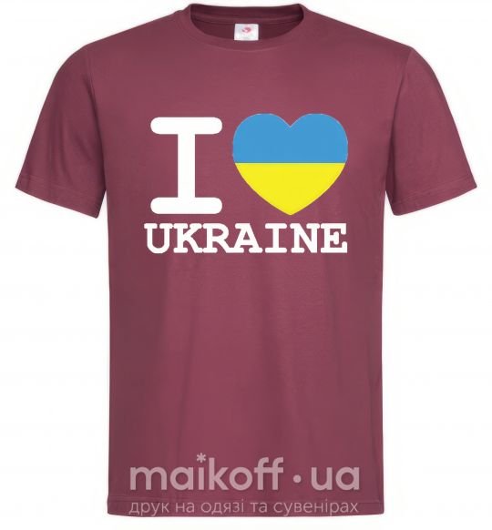Мужская футболка I love Ukraine (прапор) Бордовый фото