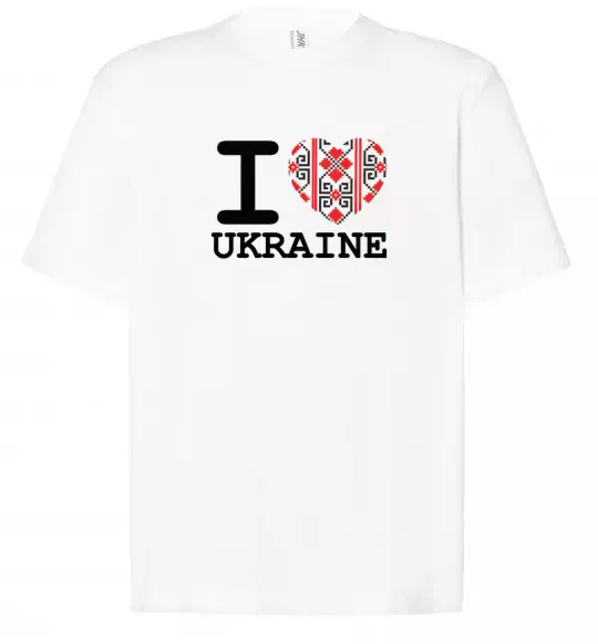Футболка Оверсайз I love Ukraine (вишиванка) Белый фото